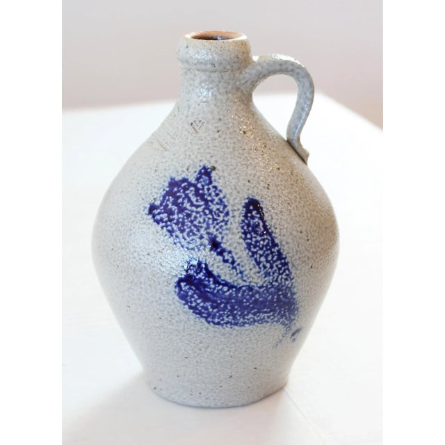 Vintage salt glazed ROWE pottery jug with handle. Entirely hand made by skilled artisans. We love it's timeless cobalt...