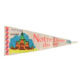 Vintage Notre Dame Du Cap Quebec Felt Flag Pennant For Sale