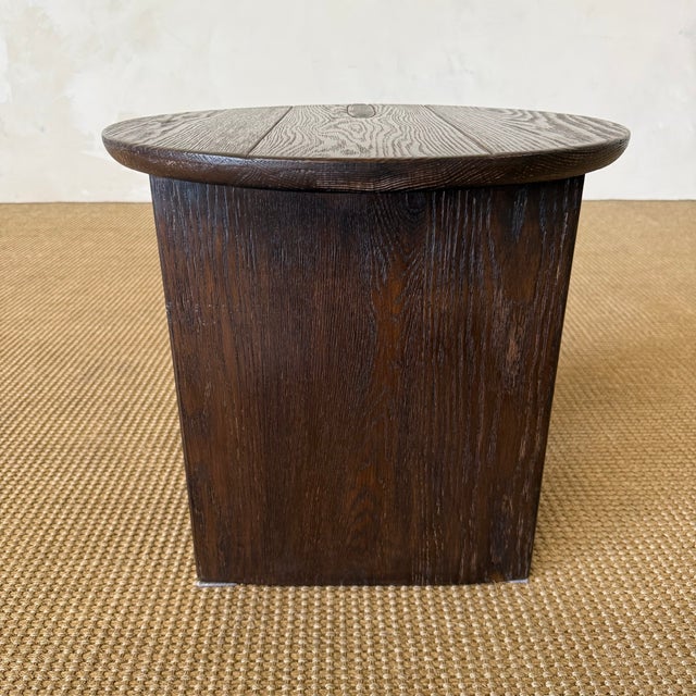 Wood Reclaimed Elm Side Table - Walnut Finish For Sale - Image 7 of 10