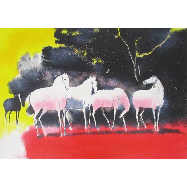 Artist: Paul Guiramand Country: France Title: Chevaux Blancs Medium: Original Lithograph Marks: Hand-Signed in pencil &...