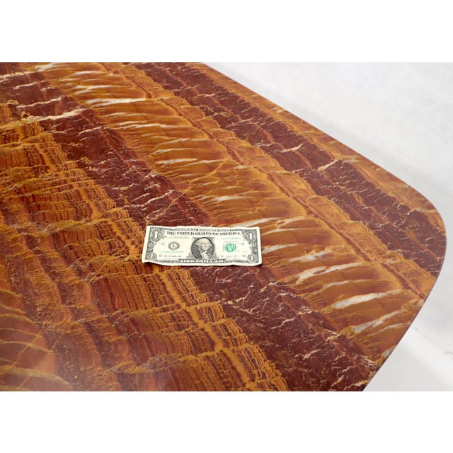 Mid-Century Modern Rouge Boat Shape Marble Top Dining Table on Compass Shape Solid Walnut Legs For Sale - Image 3 of 13