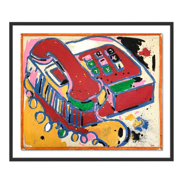 Telephone by Jelly Chen in Black Framed Paper, Large Art Print For Sale