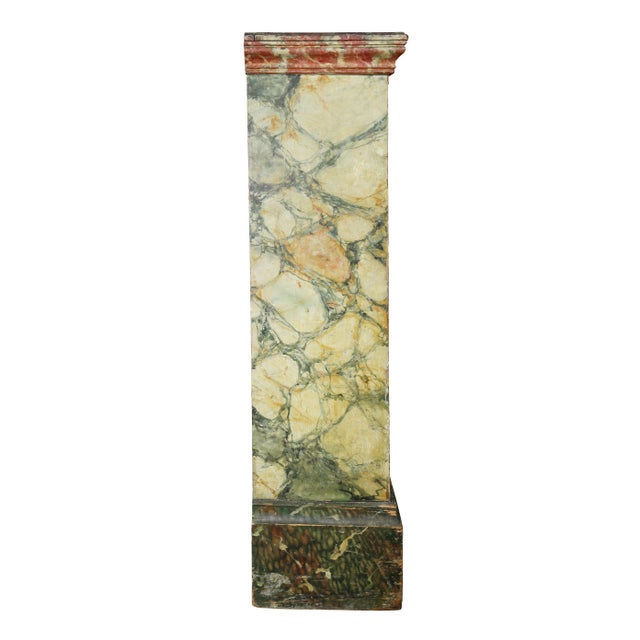 Wood Faux Marble Painted Wood Pedestal or Cabinet For Sale - Image 7 of 9