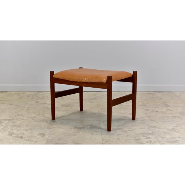 1960s Mid Century Danish Leather Footstool Attributed to Spottrup Mobelfabrik For Sale - Image 5 of 18