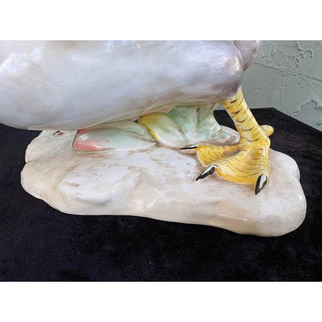 Ceramic Vintage Hand-Painted Italian Porcelain Duck Figurine With Outstretched Wings For Sale - Image 7 of 11