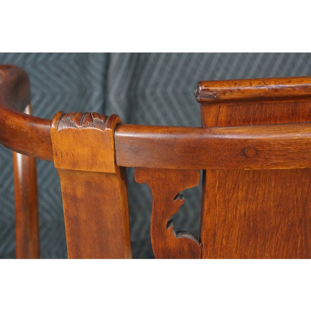 Antique 19th Century Mahogany Regency Empire Horseshoe Library Parlor Arm Chair For Sale - Image 16 of 18