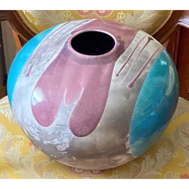 Tony Evans Raku Pottery Vase/Urn 13” Diameter (Signed and Numbered #127) For Sale - Image 11 of 18