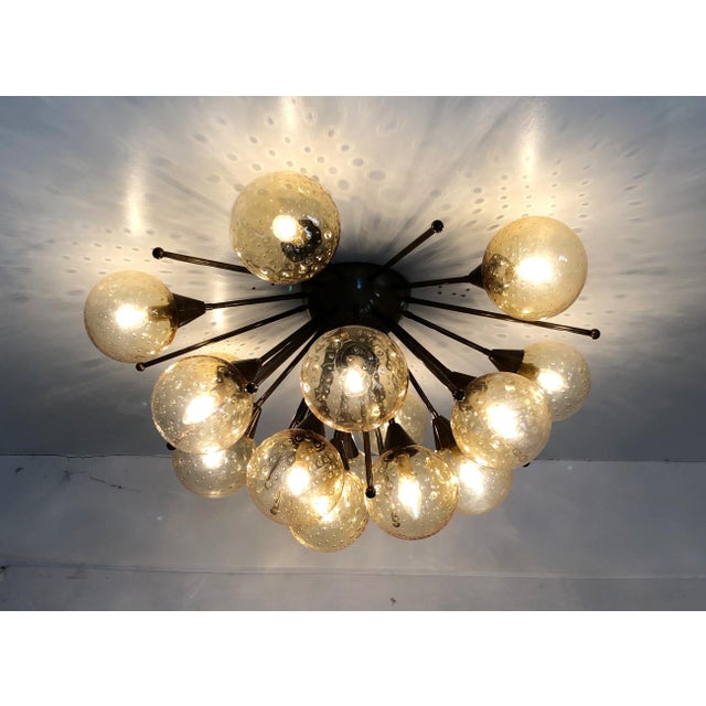 21st Century Mezzo Bronze Amber Bubbles Murano Flush Mount by Fabio LTD For Sale - Image 6 of 9