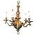 English Georgian-style chandelier is hand crafted from heavy solid brass, showcasing a beautifully aged golden patina and...
