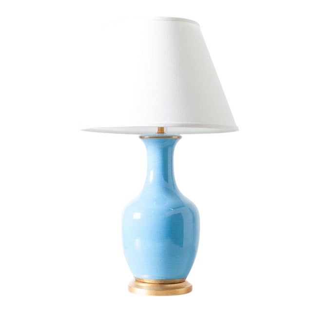 Contemporary Turquoise Crackle Lamp For Sale