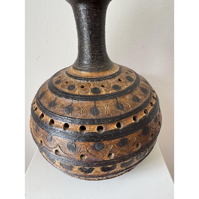 Sgrafitto Heart Table Lamp with Punched-Out Wholes by Jette Hellerøe, Denmark, 1970s For Sale - Image 4 of 7