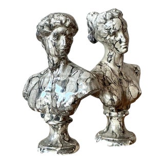 Vintage Neoclassical Marbled Glaze Figures - Set of Two For Sale