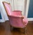 French Carved Pink Silk Upholstered Bergere Armchair Fauteuil For Sale - Image 4 of 7