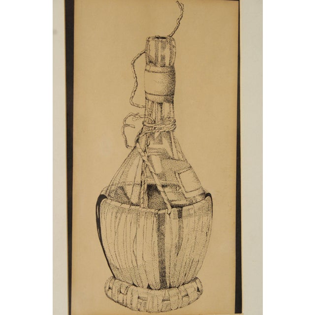 Unsigned Ink Stipple Drawing, Chianti For Sale - Image 9 of 12