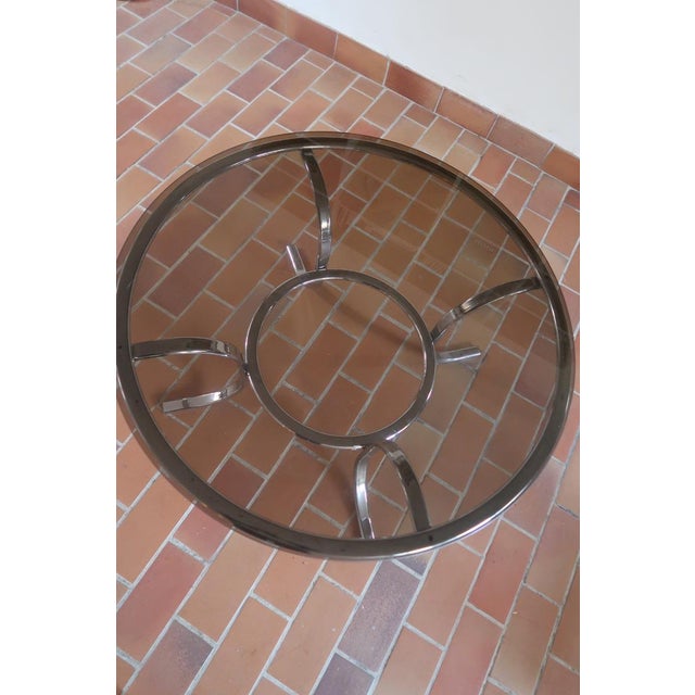 Round Coffee Table in Smoked Glass and Tubular Chrome, 1970s For Sale - Image 3 of 9