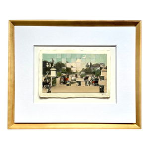 Paris - l'Avenue Des Champs-Elysees - Unique Hand Cut and Woven Vintage Photo Postcards, Framed