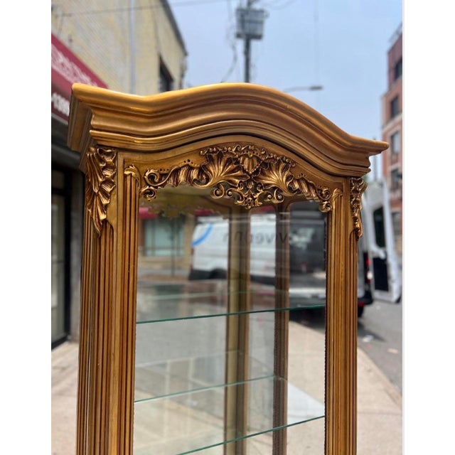 1960s Gold Leaf Curio Display Cabinet For Sale - Image 4 of 4