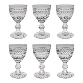 Saint-Louis Crystal Cordial Liqueur Glass Set of Six Trianon Pattern France Barware Signed For Sale