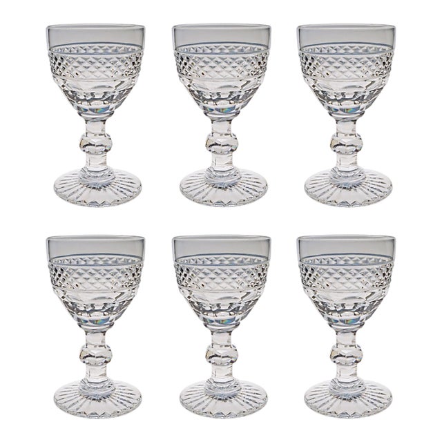 Saint-Louis Crystal Cordial Liqueur Glass Set of Six Trianon Pattern France Barware Signed For Sale