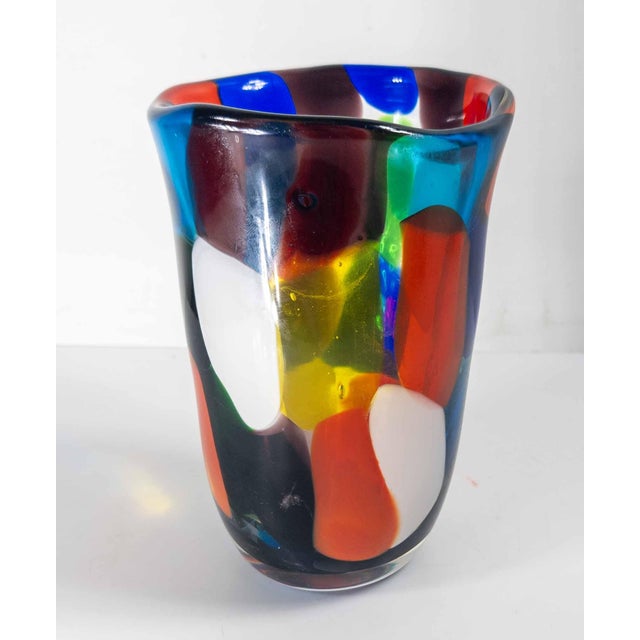 Mid 20th Century Mid-Century Modern Italian Murano Glass Colorful Patchwork Vase For Sale - Image 5 of 11