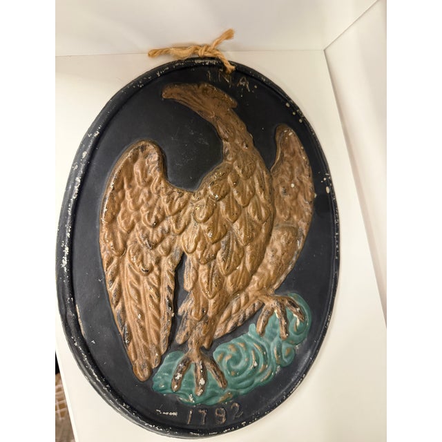 American Cast Iron Eagle Plaque — Ina 1792 Federal Eagle Wall Hanging For Sale - Image 3 of 5
