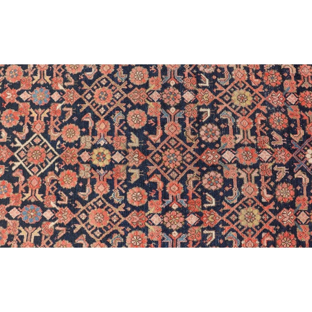 Antique Persian Kurdish Rug With Herati Pattern on a Blue Field 4'1 X 7'7 For Sale - Image 4 of 12