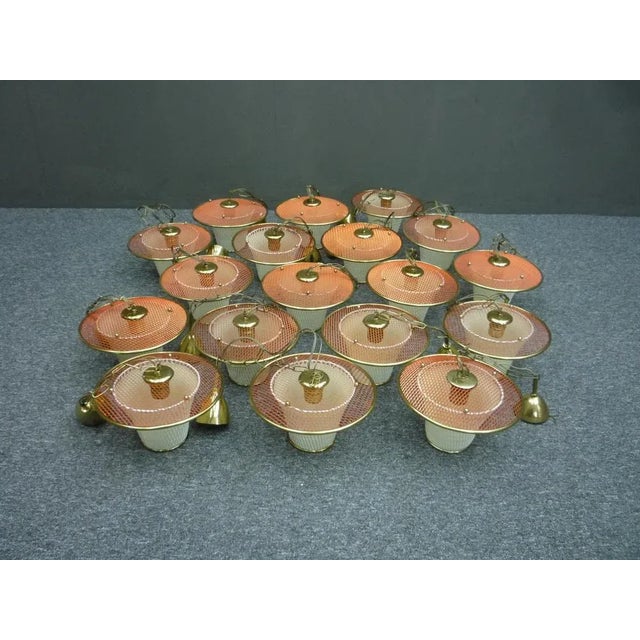 Mid-Century Metal and Brass Pendant Lamp, 1950s For Sale - Image 10 of 11