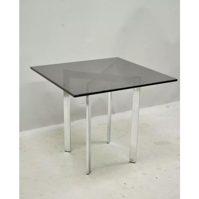 Mid 20th Century Chrome X-Frame Smoked Glass Barcelona Style Side End Table For Sale - Image 12 of 12