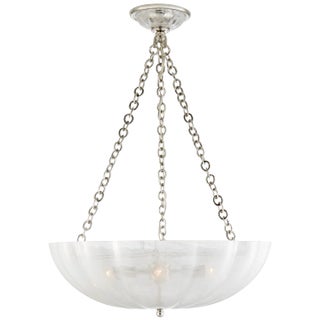 AERIN for Visual Comfort Signature Rosehill Large Chandelier in Polished Nickel with Strie Glass For Sale