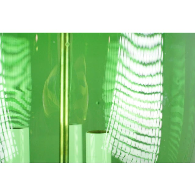 Traditional Antique 13 In. Green Hand Blown Crystal Bell Jar Pendant Light For Sale - Image 3 of 12