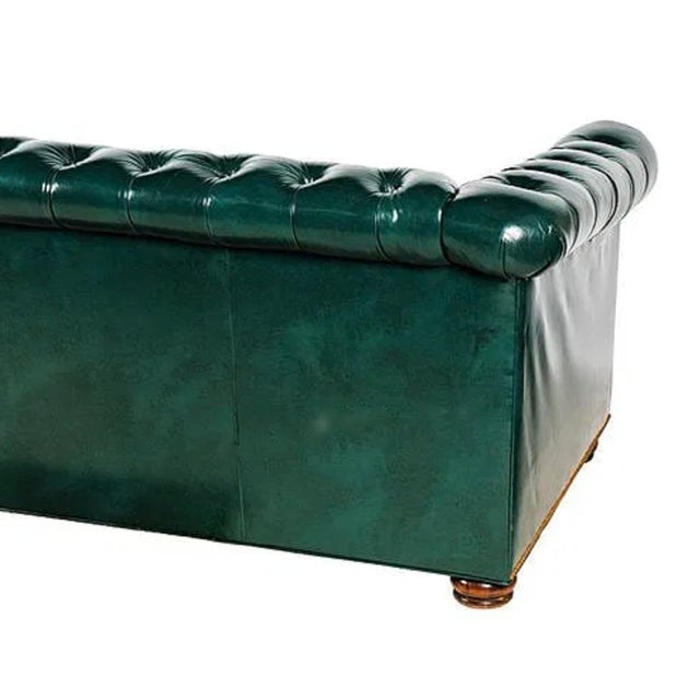 Animal Skin Late 20th Century Hancock & Moore Emerald Green Tufted Leather Chesterfield Sofa For Sale - Image 7 of 9
