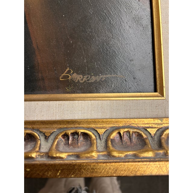 1960s Mid Century Modern Framed Oil Painting of an Old Man Chiaroscuro Tenebrism Vibe Maybe Franz Schoorman Work For Sale - Image 11 of 12
