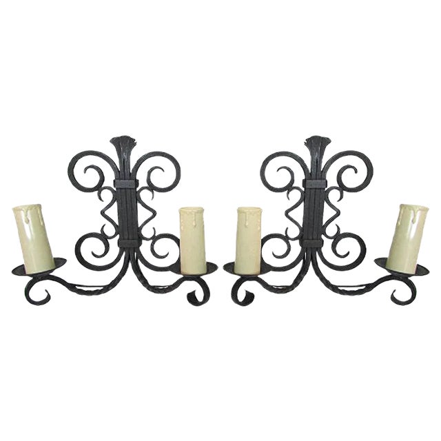 Wrought Iron Sconces, 1970s, Set of 2 For Sale