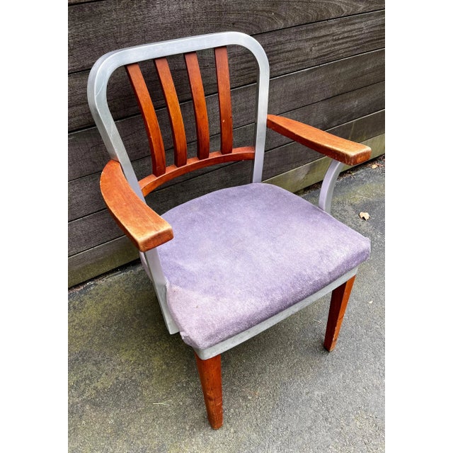 Wood Shaw Walker Aluminum and Wood Armchair, circa 1940 (for restoration) For Sale - Image 7 of 12