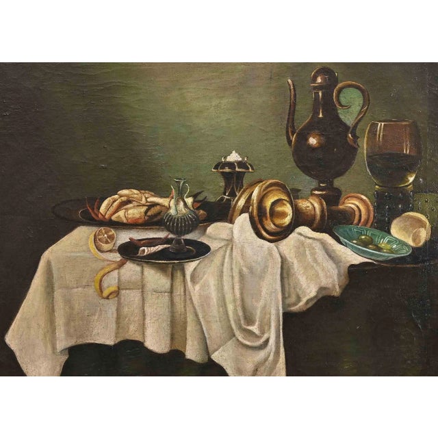 Unknown, Still Life with a Table, Oil on Canvas, 20th Century For Sale