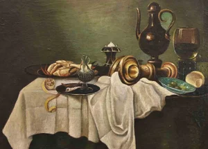 Unknown, Still Life with a Table, Oil on Canvas, 20th Century