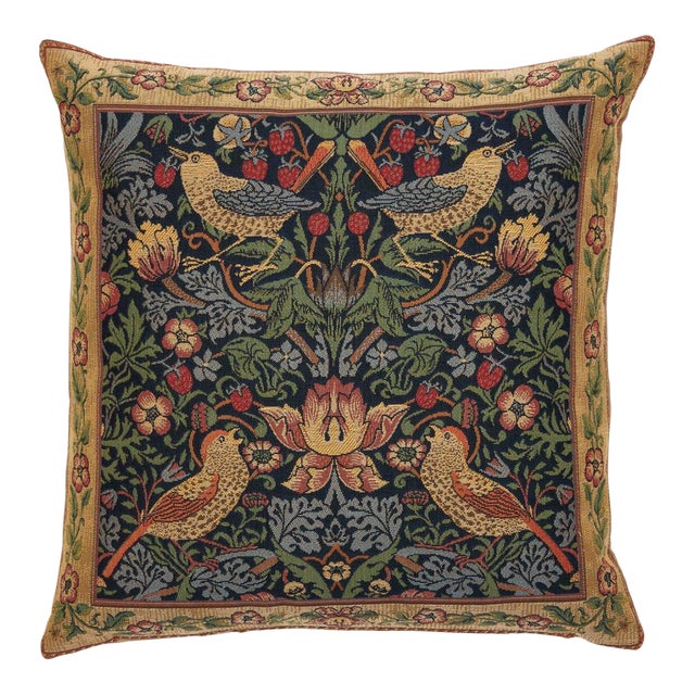 Strawberry Thief Classic Tapestry Cushion With Feather Filler - 46x46cm (18"x18") For Sale