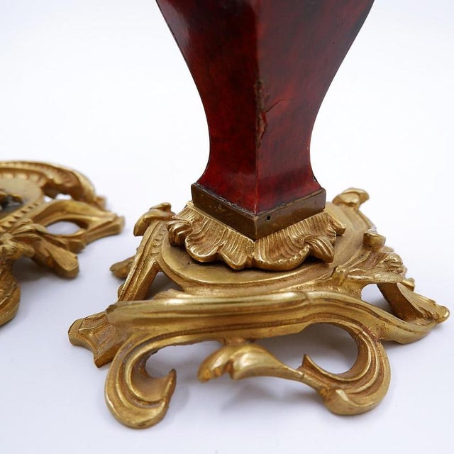 Napoleon III Style Gilt Bronze Candleholders, Set of 2 For Sale - Image 6 of 13