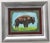 Cleo Plowden Buffalo Bison Western Landscape Dark Brown Green Blue Americana Folk Art Realism Original Oil Painting Cleo Plowden For Sale - Image 4 of 4