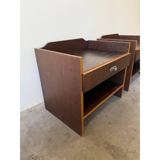 Pair of Mid 20th Century Danish Oak Nightstands by Denka – Vintage Scandinavian Bedside Tables For Sale - Image 9 of 10