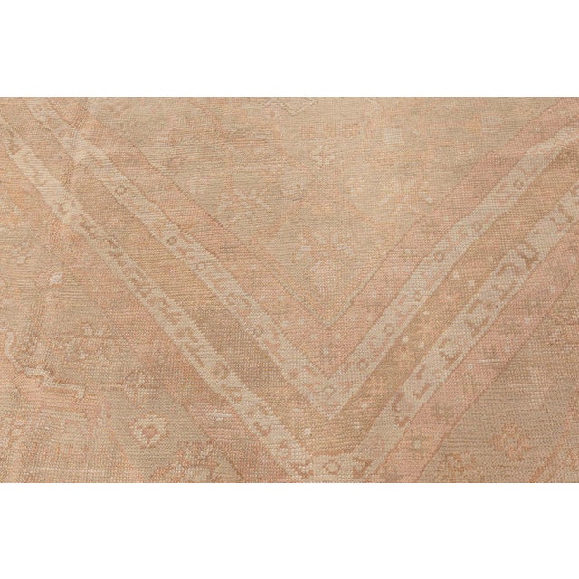 Exquisite 1880s Antique Turkish Oushak Rug in Soft Apricot and Sand Tones For Sale - Image 9 of 9
