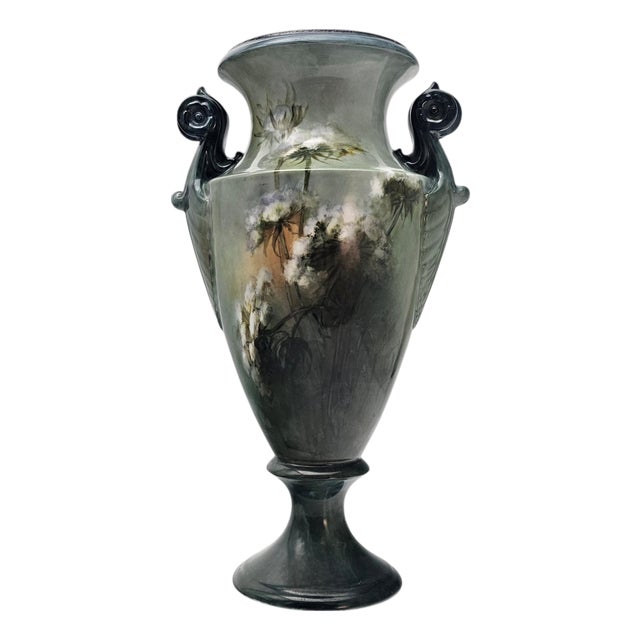 Monumental Jean Pouyat Limoges Hand Painted Scenic Amphora Vase 16.5" For Sale