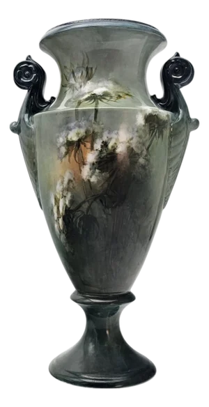 Monumental Jean Pouyat Limoges Hand Painted Scenic Amphora Vase 16.5"