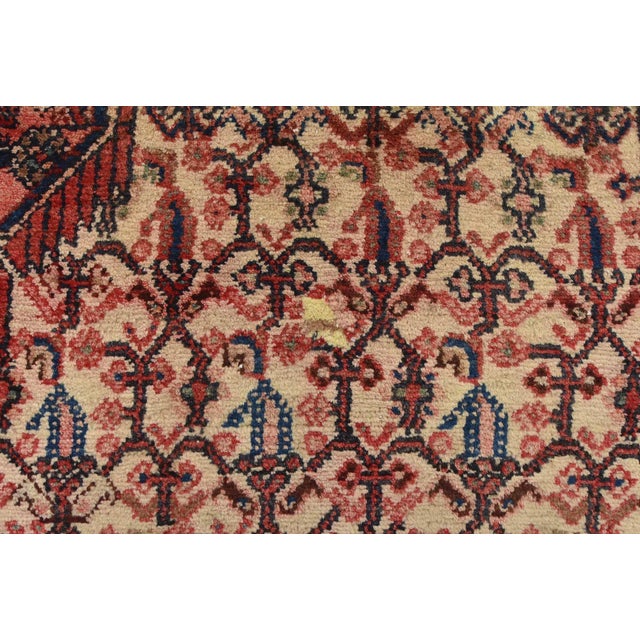 Hamedan Runner 3’3” X 8’11” Ivory Wool Vintage Tribal Hand-Knotted Carpet For Sale - Image 10 of 15