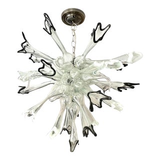 1980s Vintage Hand Blown Glass Chandelier For Sale