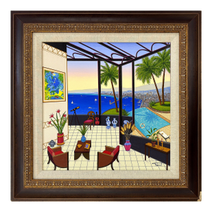 Fanch Ledan, Interior With Marc Chagall (Hand Signed Serigraph on Canvas)