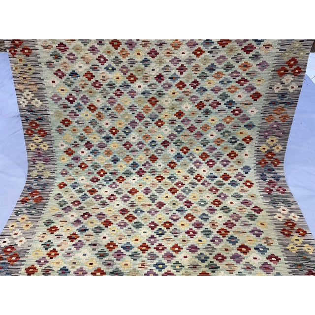 5'1" X 6'10" Multicolor Afghan Chobi Wool Flatweave Kilim Rug For Sale - Image 6 of 16