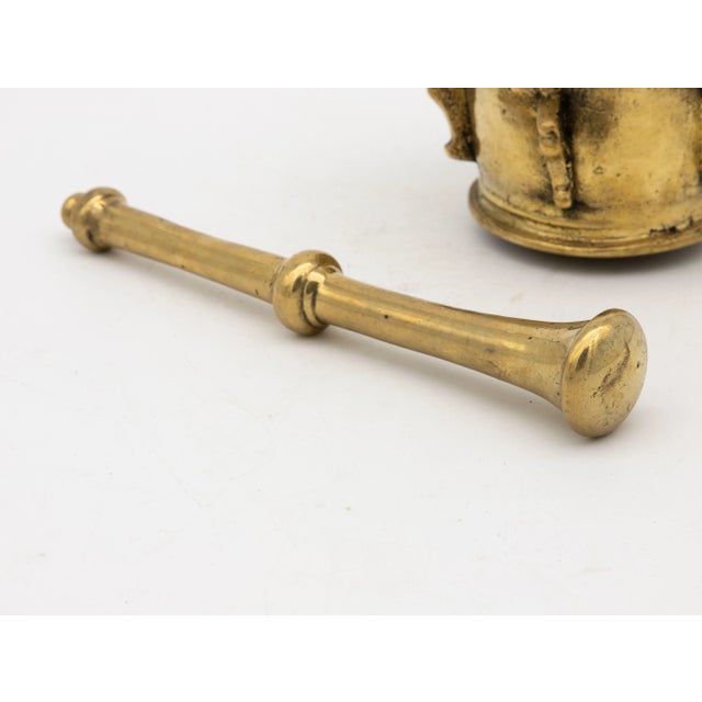 Antique Vintage Brass Mortar and Pestle For Sale - Image 4 of 6