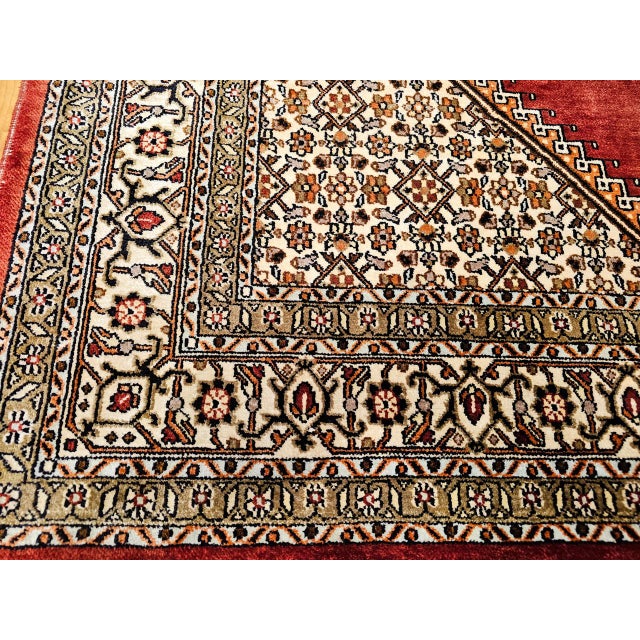 Vintage Persian Qum Area Rug, Hand-Knotted Silk, Herati Medallion Pattern, Ivory & Red, 4x6 For Sale - Image 13 of 16