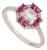 14k White Gold Ruby & Emerald-Cut Diamond Art Deco Cluster Ring Size 9 For Sale